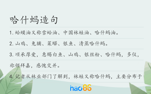 哈什螞造句