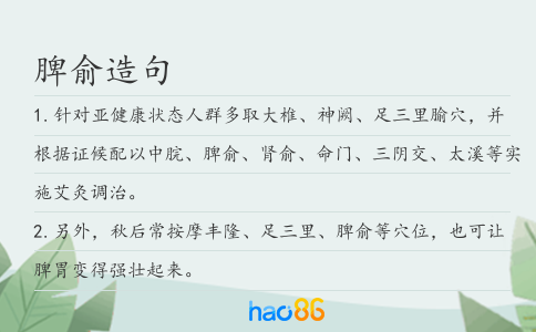 脾俞造句