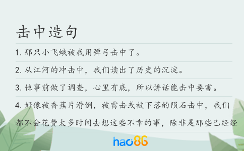擊中造句
