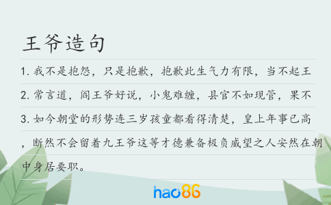 王爺造句