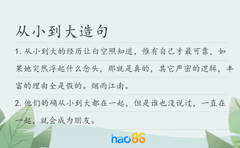 從小到大造句