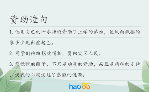 資助造句