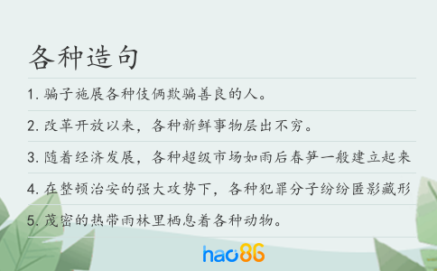 各種造句