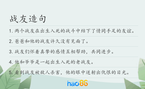 戰友造句
