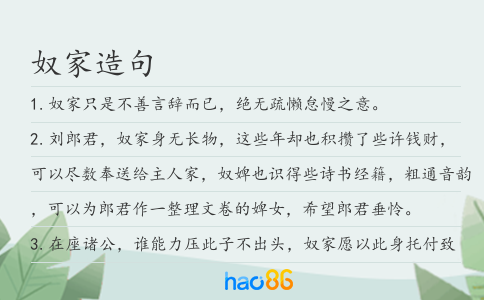 奴家造句