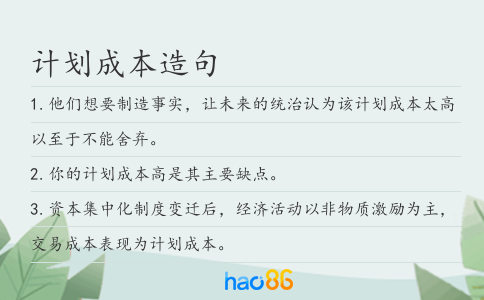 計劃成本造句