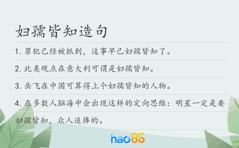 婦孺皆知造句