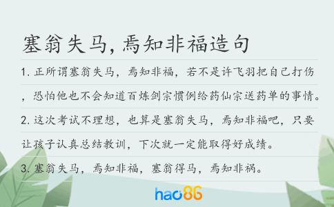 塞翁失馬,焉知非福造句