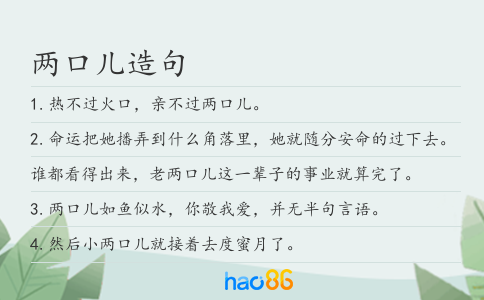 兩口兒造句