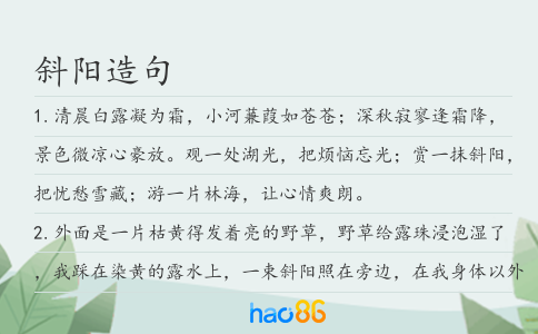 斜陽造句