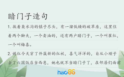 暗門子造句