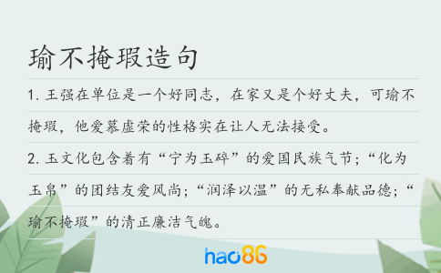 瑜不掩瑕造句