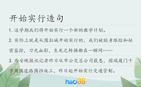 開始實行造句