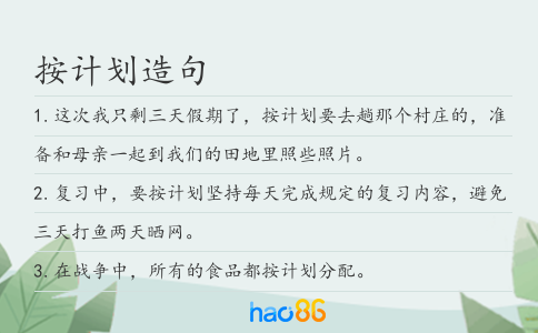 按計劃造句
