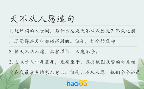 天不從人愿造句