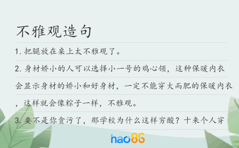 不雅觀造句