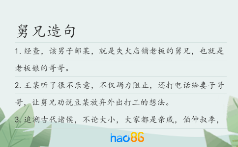 舅兄造句