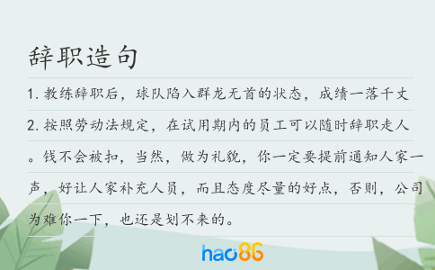 辭職造句