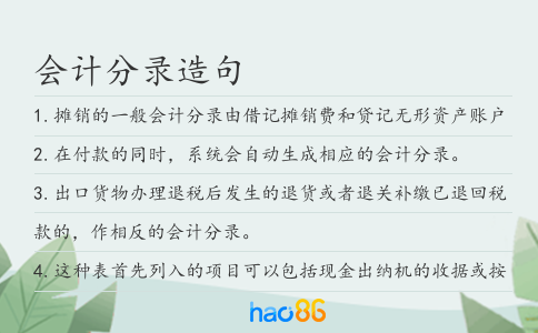 會計分錄造句