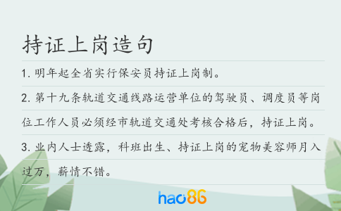 持證上崗造句