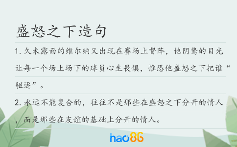 盛怒之下造句