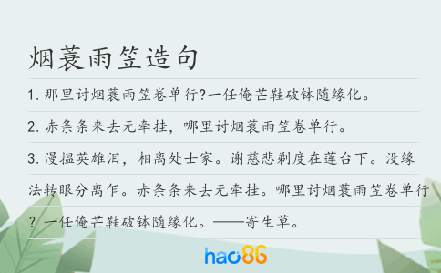 煙蓑雨笠造句