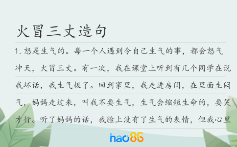 火冒三丈造句