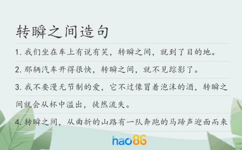 轉(zhuǎn)瞬之間造句