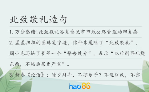 此致敬禮造句