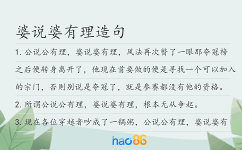 婆說婆有理造句