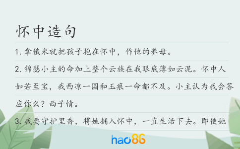 懷中造句