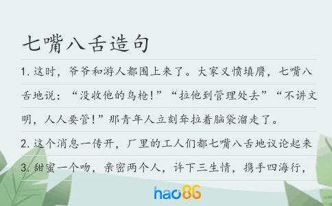 七嘴八舌造句