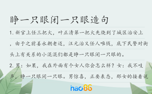 睜一只眼閉一只眼造句