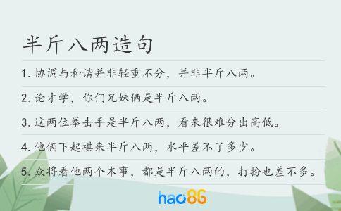 半斤八兩造句